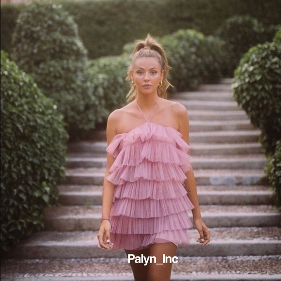 ZARA RUFFLED TULLE DRESS PINK - Picture 7 of 8